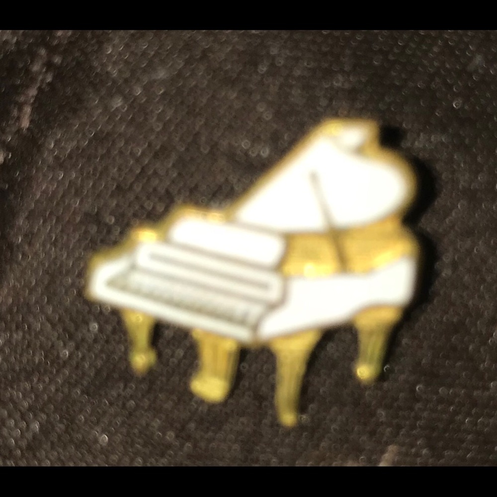 Miniature White and Gold Piano Lapel Pin